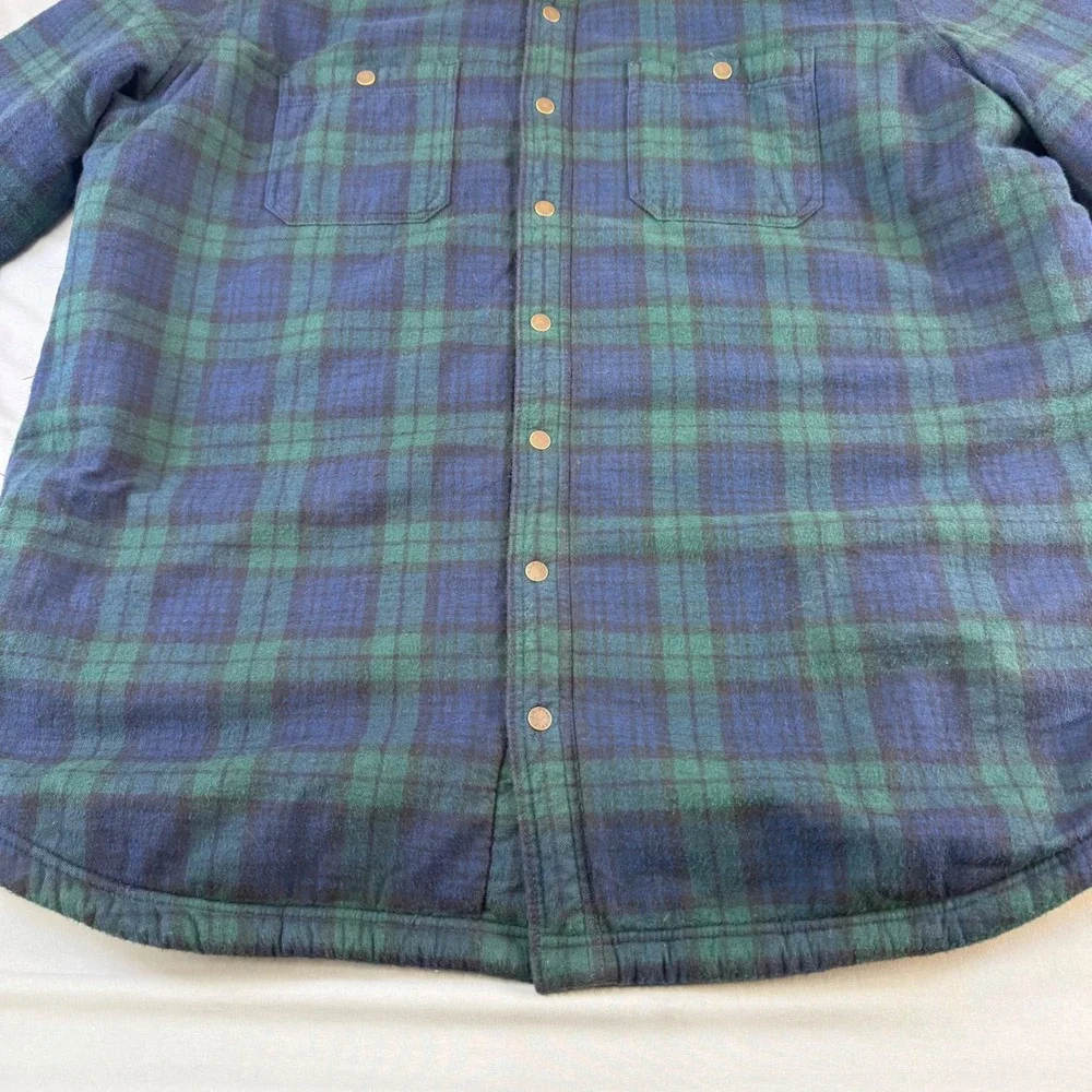 LLBean Plaid‎ Sherpa Lined Flannel Shirt Jacket Men's XXL Tall Blue Green WOW!!!
